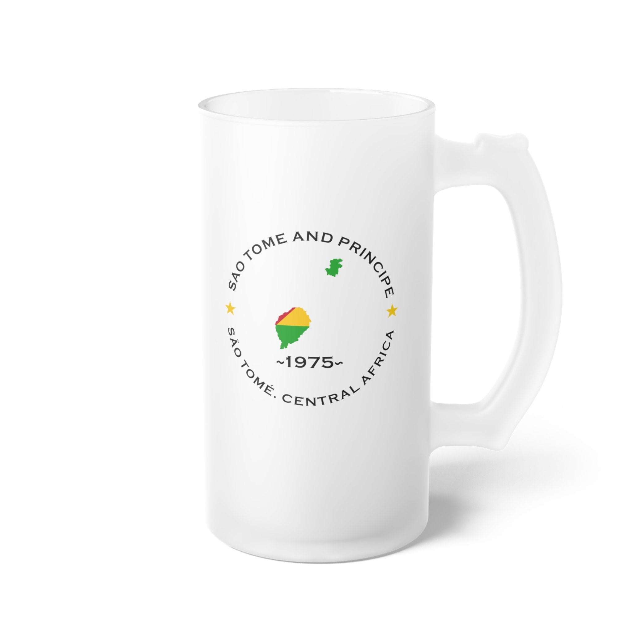 Sao Tome and Principe Frosted Glass Beer Mug